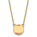 Sterling Silver Gold-plated LogoArt Chi Omega Sorority Text Small Color Enamel Pendant 18 inch Necklace