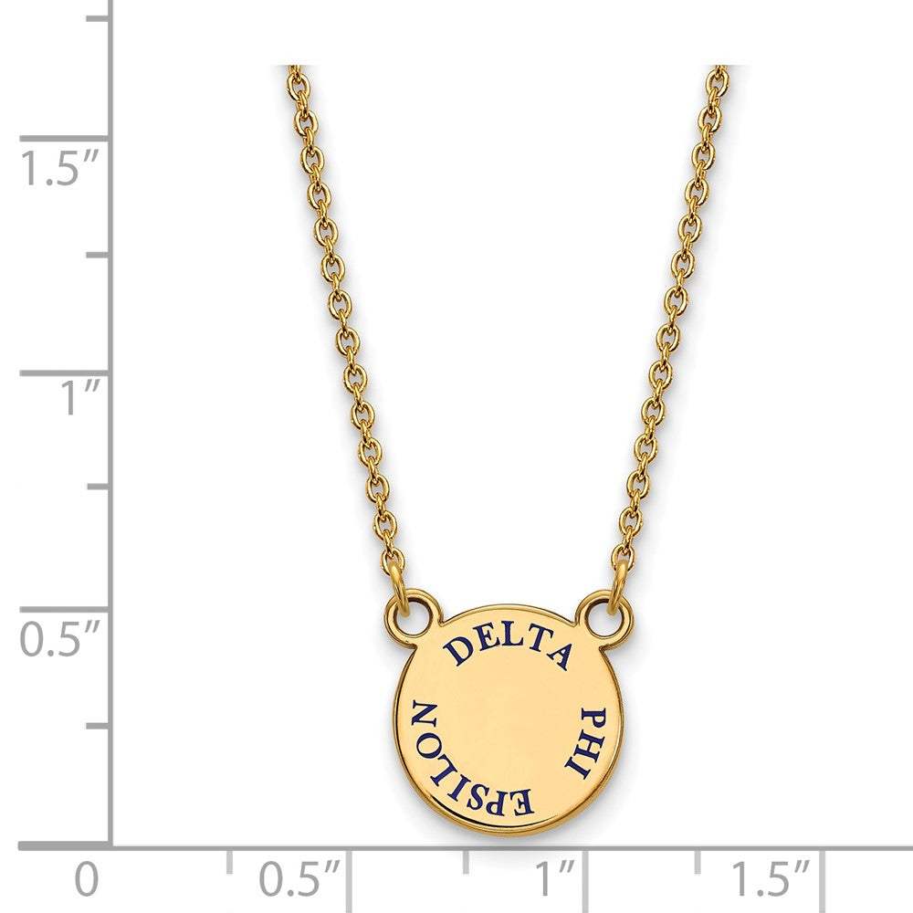 Sterling Silver Gold-plated LogoArt Delta Phi Epsilon Sorority Text Small Color Enamel Pendant 18 inch Necklace