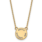 Sterling Silver Gold-plated LogoArt Delta Phi Epsilon Sorority Text Small Color Enamel Pendant 18 inch Necklace