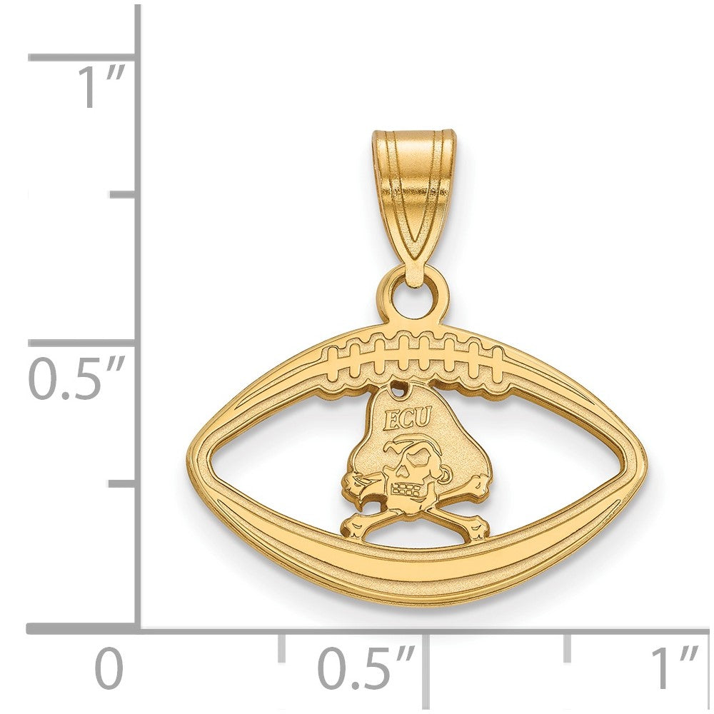 Sterling Silver Gold-plated LogoArt East Carolina University Pirate Football Pendant