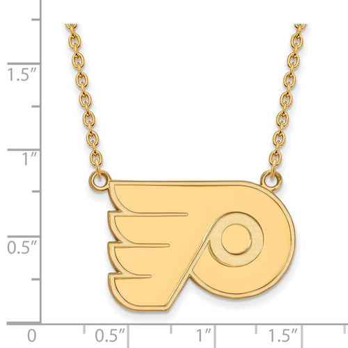 10k Gold NHL LogoArt Philadelphia Flyers Large Pendant 18 inch Necklace