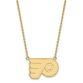 Sterling Silver Gold-plated NHL LogoArt Philadelphia Flyers Large Pendant 18 inch Necklace