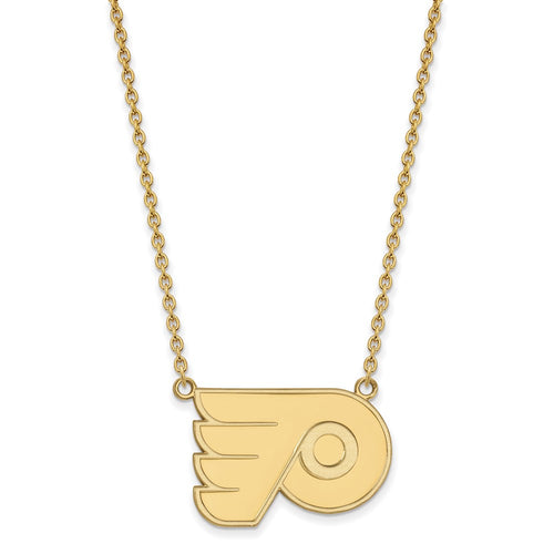 10k Gold NHL LogoArt Philadelphia Flyers Large Pendant 18 inch Necklace
