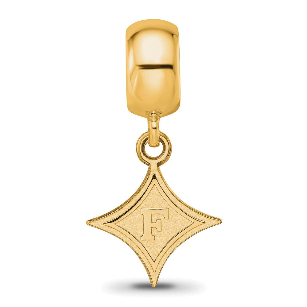 Sterling Silver Gold-plated LogoArt Furman University Small Dangle Bead Charm