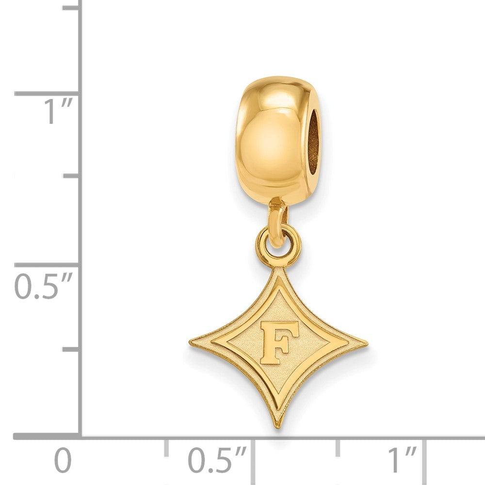 Sterling Silver Gold-plated LogoArt Furman University Small Dangle Bead Charm