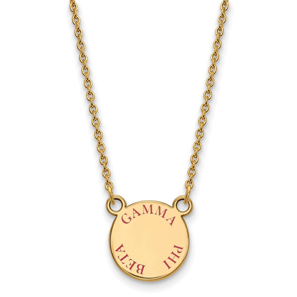 Sterling Silver Gold-plated LogoArt Gamma Phi Beta Sorority Text Small Color Enamel Pendant 18 inch Necklace