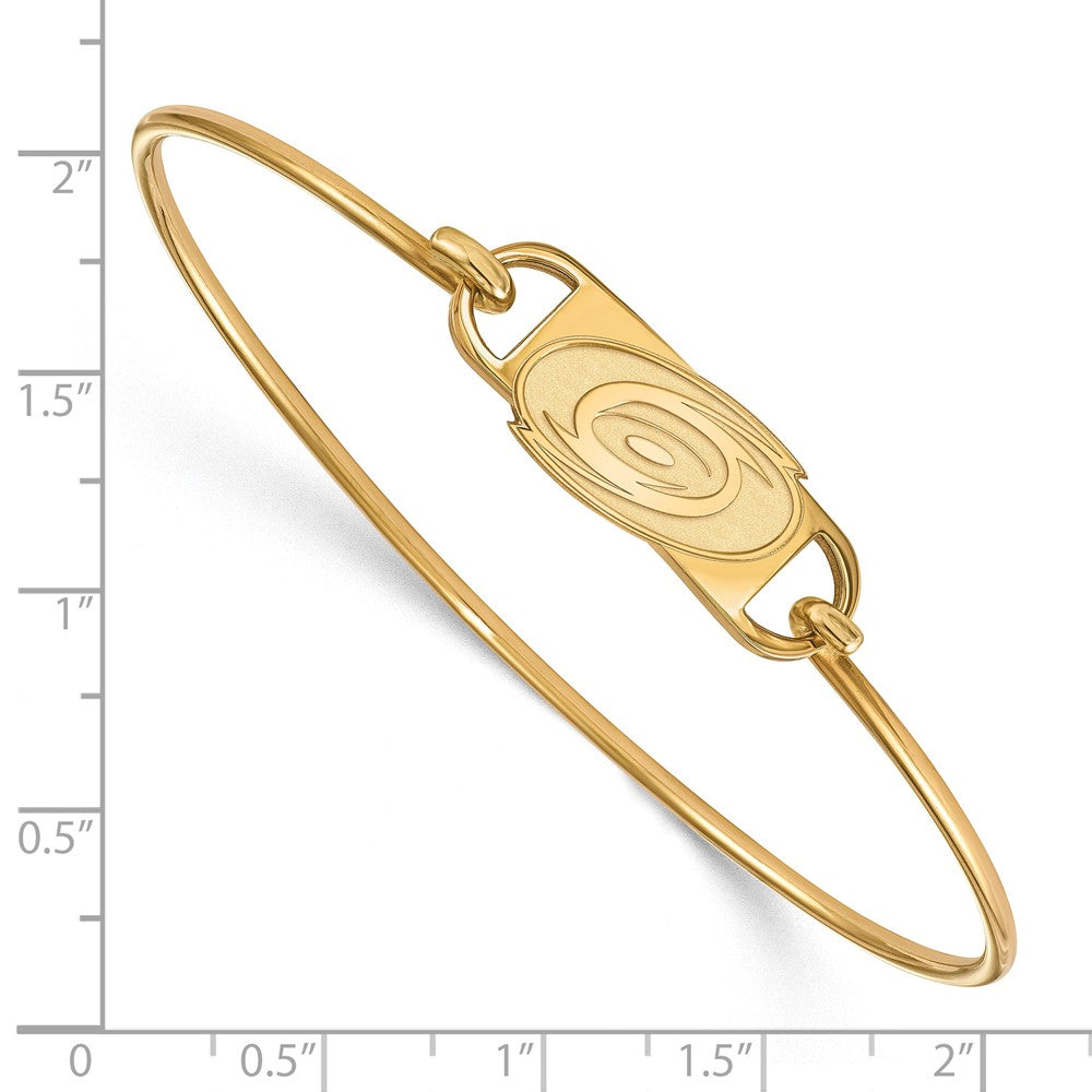 Sterling Silver Gold-plated NHL LogoArt Carolina Hurricanes Small Center 7 inch Wire Bangle