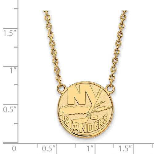 10k Gold NHL LogoArt New York Islanders Large Pendant 18 inch Necklace
