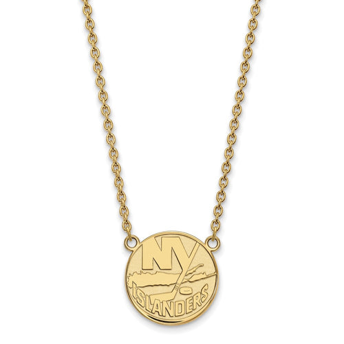 10k Gold NHL LogoArt New York Islanders Large Pendant 18 inch Necklace
