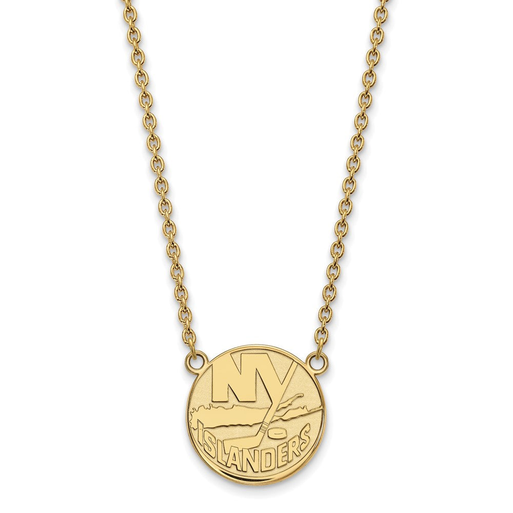 14k Gold NHL LogoArt New York Islanders Large Pendant 18 inch Necklace