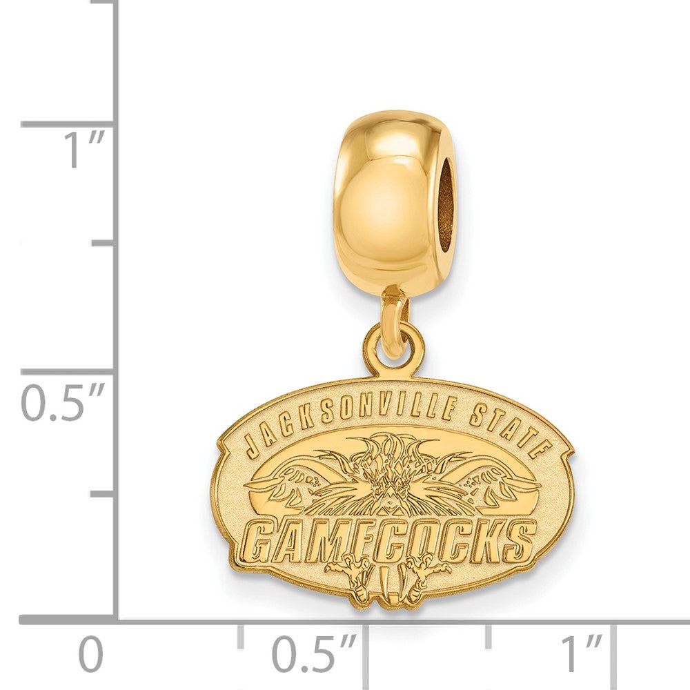 Sterling Silver Gold-plated LogoArt Jacksonville State U. Small Dangle Bead
