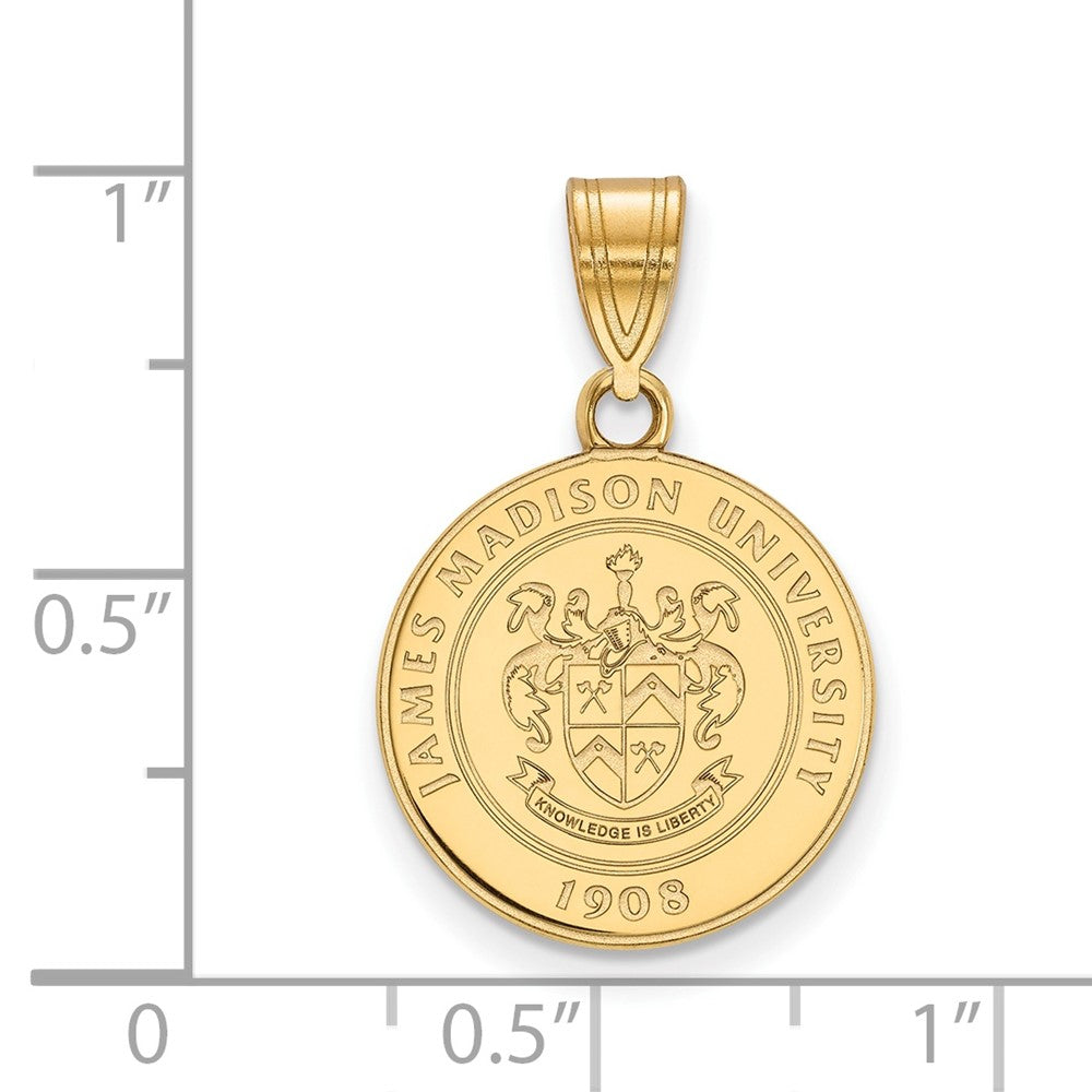 Sterling Silver Gold-plated LogoArt James Madison University Medium Crest Pendant