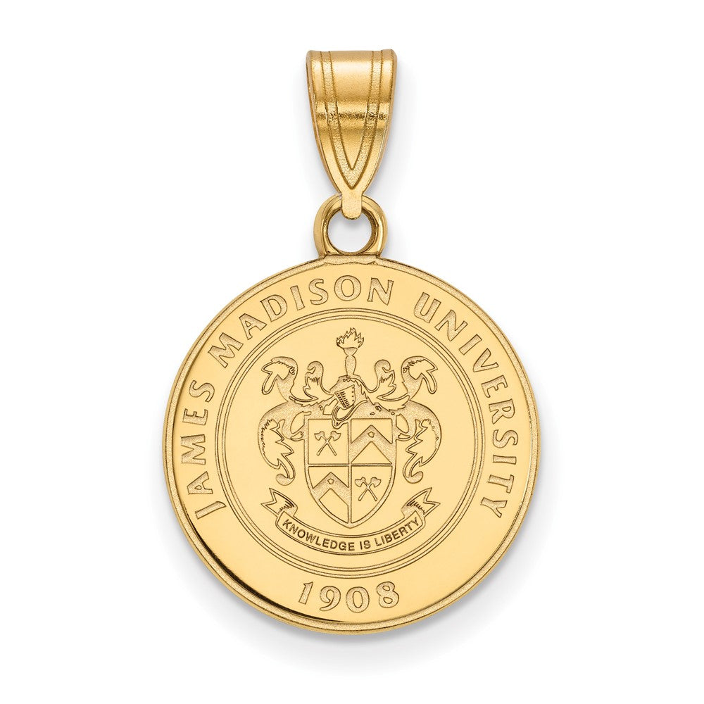 Sterling Silver Gold-plated LogoArt James Madison University Medium Crest Pendant