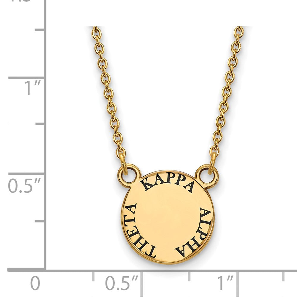 Sterling Silver Gold-plated LogoArt Kappa Alpha Theta Sorority Text Small Color Enamel Pendant 18 inch Necklace