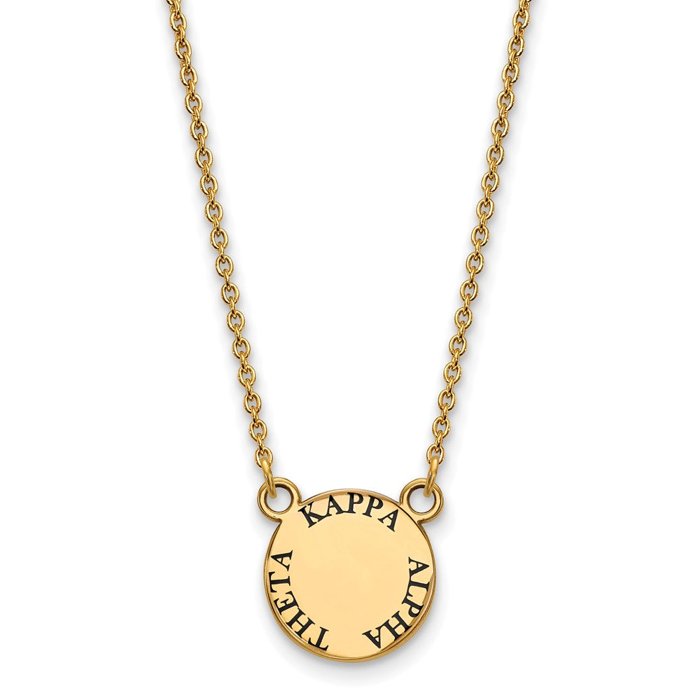 Sterling Silver Gold-plated LogoArt Kappa Alpha Theta Sorority Text Small Color Enamel Pendant 18 inch Necklace