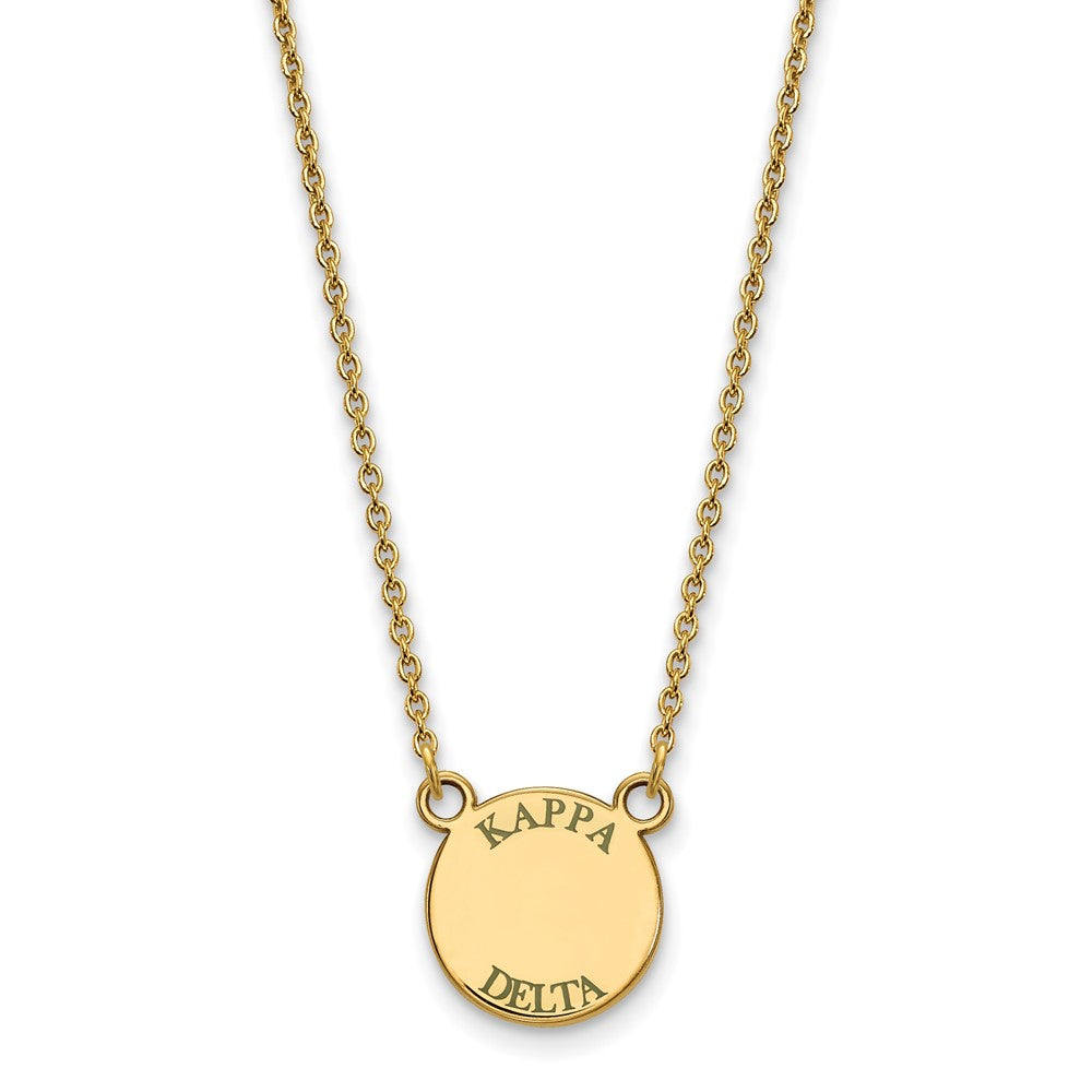 Sterling Silver Gold-plated LogoArt Kappa Delta Sorority Text Small Color Enamel Pendant 18 inch Necklace