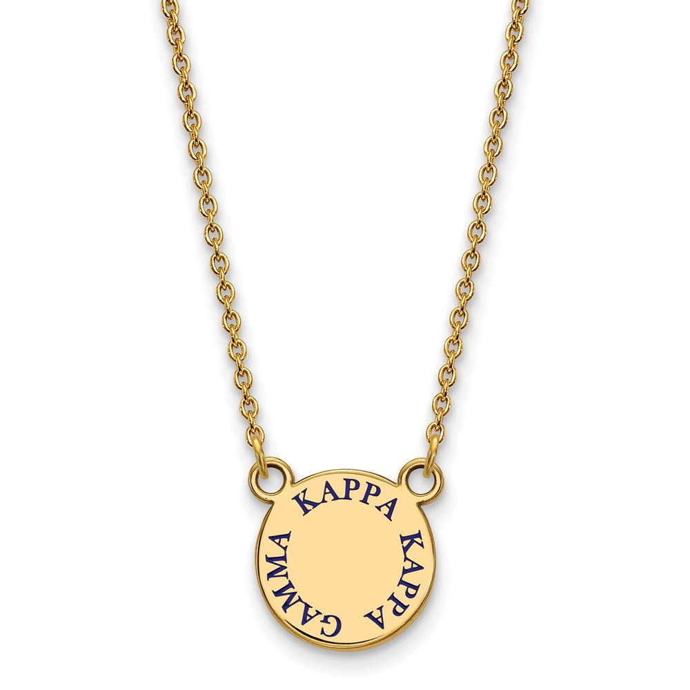 Sterling Silver Gold-plated LogoArt Kappa Kappa Gamma Sorority Text Small Color Enamel Pendant 18 inch Necklace
