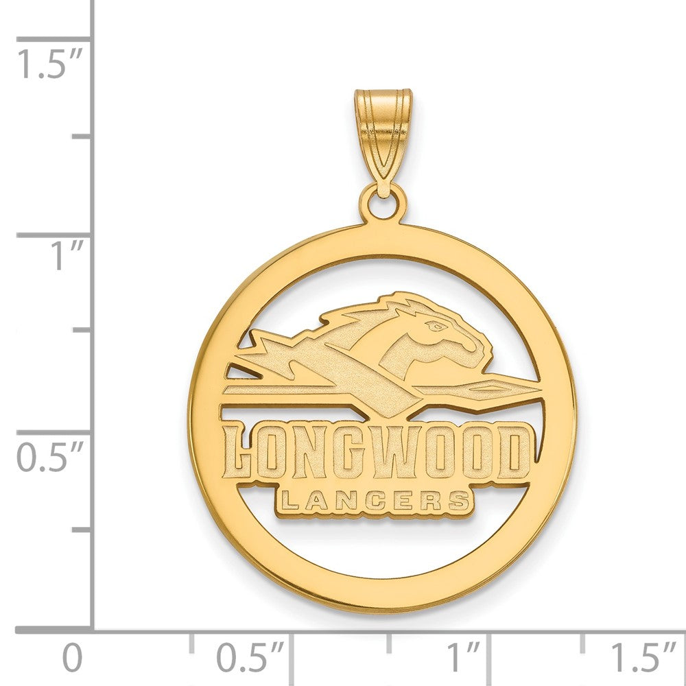 Sterling Silver Gold-plated LogoArt Longwood University Lancers Large Circle Pendant