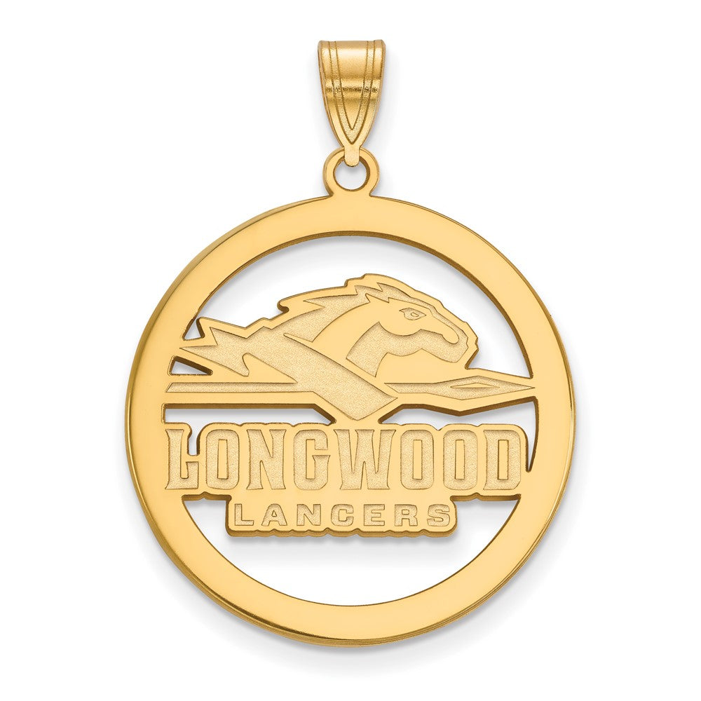 Sterling Silver Gold-plated LogoArt Longwood University Lancers Large Circle Pendant