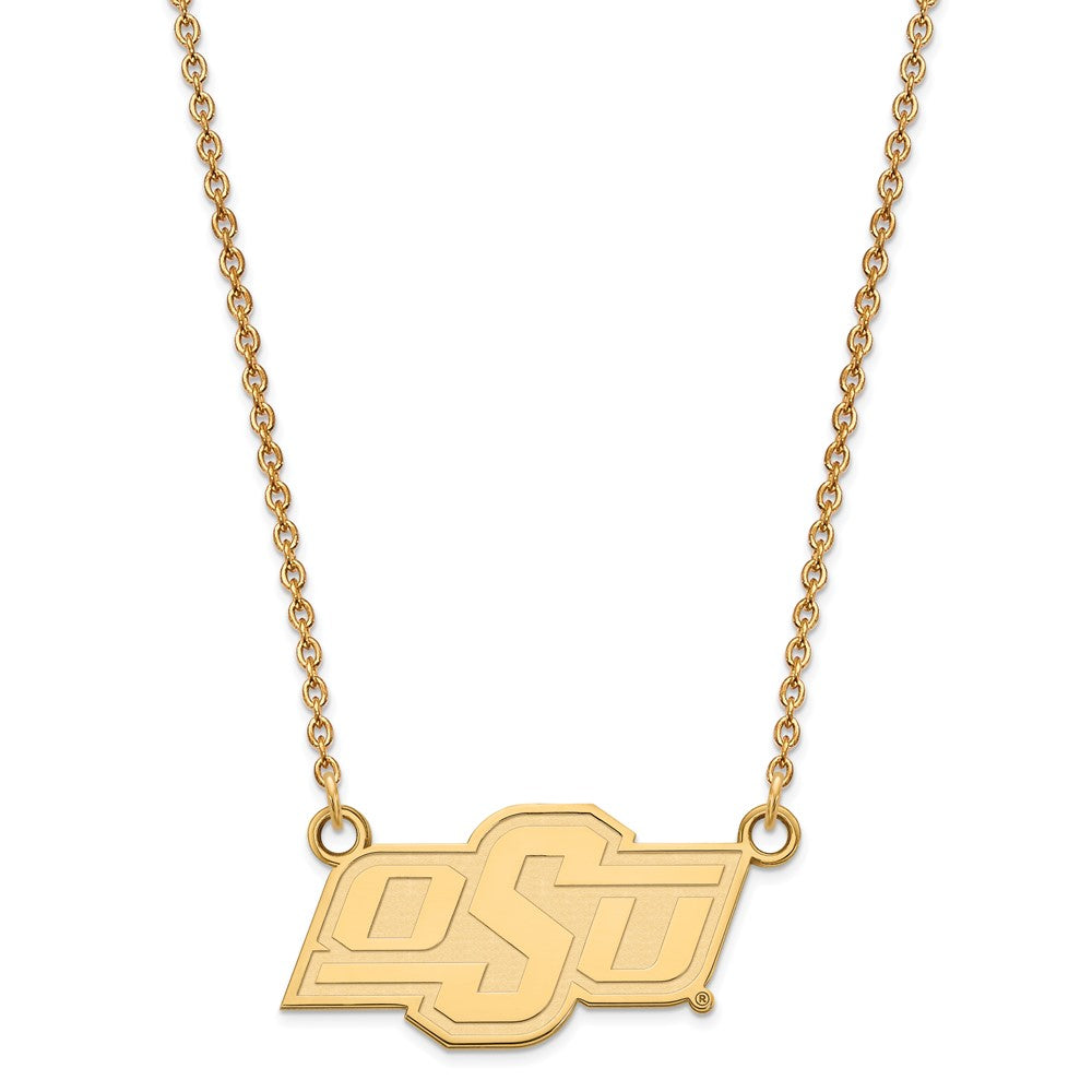 14k Gold LogoArt Oklahoma State University O-S-U Small Pendant 18 inch Necklace