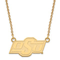 Sterling Silver Gold-plated LogoArt Oklahoma State University O-S-U Small Pendant 18 inch Necklace