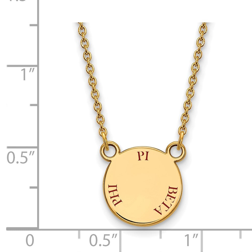 Sterling Silver Gold-plated LogoArt Pi Beta Phi Sorority Text Small Color Enamel Pendant 18 inch Necklace