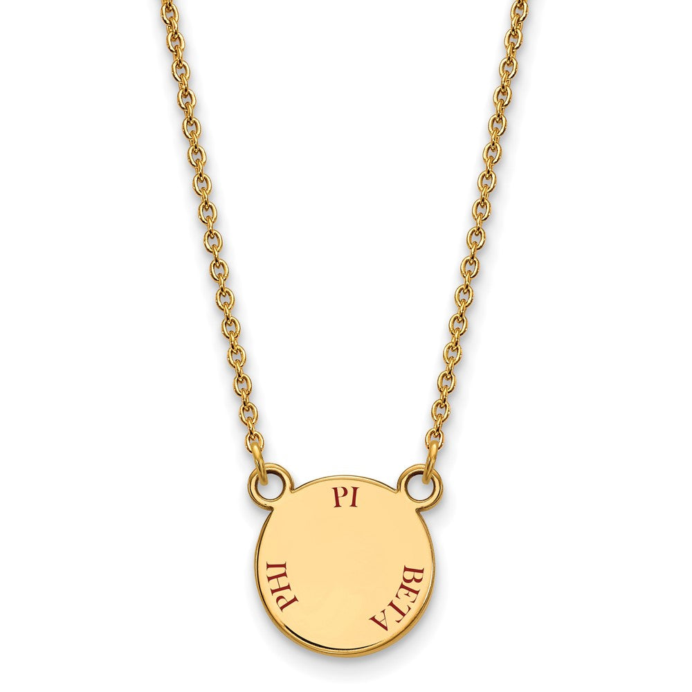 Sterling Silver Gold-plated LogoArt Pi Beta Phi Sorority Text Small Color Enamel Pendant 18 inch Necklace