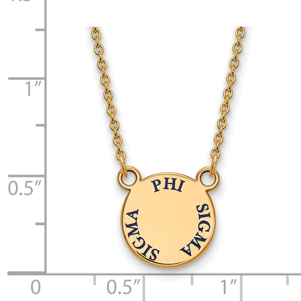 Sterling Silver Gold-plated LogoArt Phi Sigma Sigma Sorority Text Small Color Enamel Pendant 18 inch Necklace
