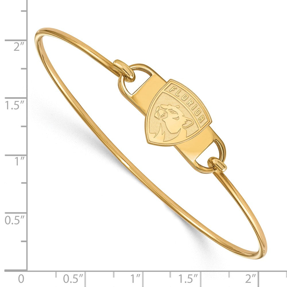 Sterling Silver Gold-plated NHL LogoArt Florida Panthers Small Center 7 inch Wire Bangle