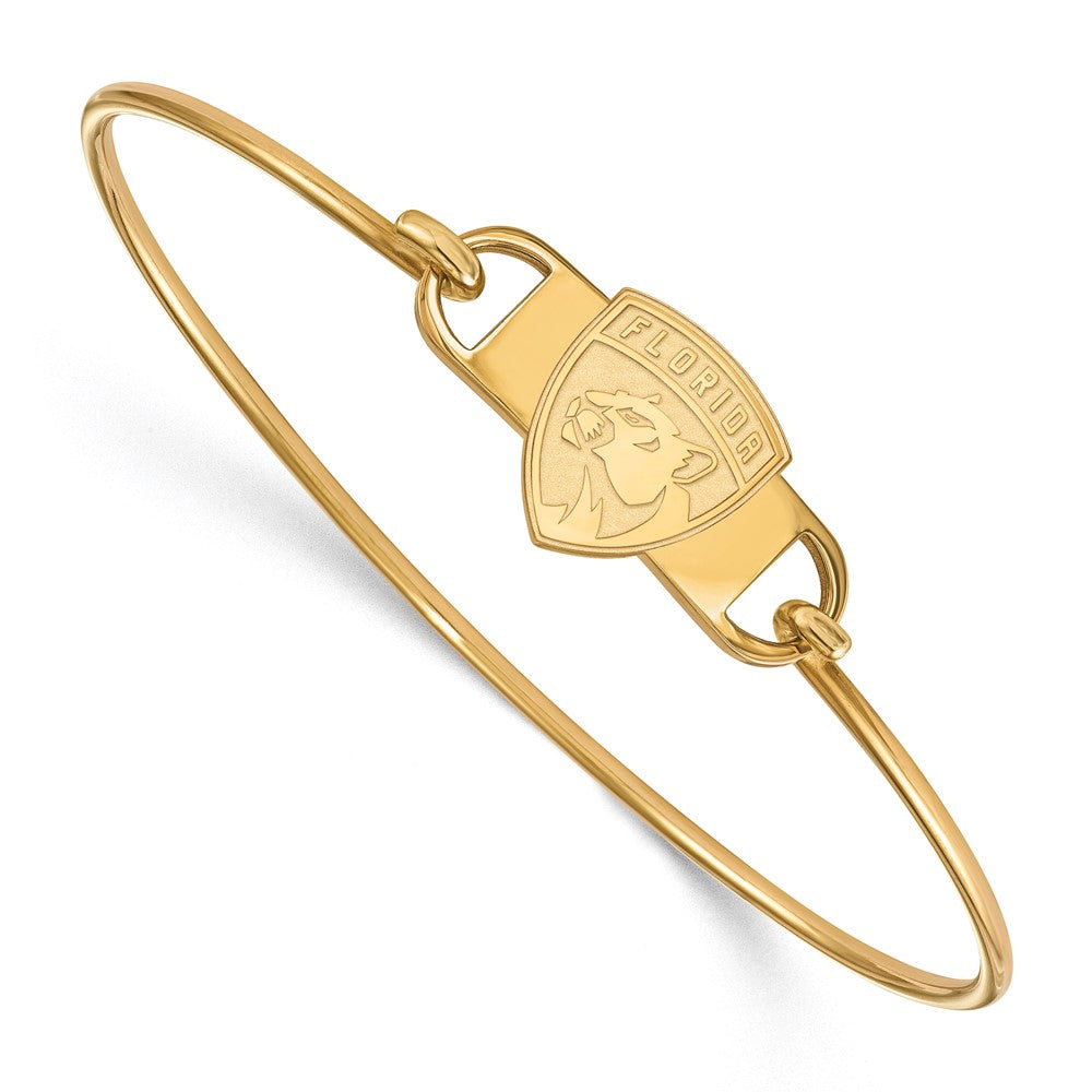 Sterling Silver Gold-plated NHL LogoArt Florida Panthers Small Center 7 inch Wire Bangle