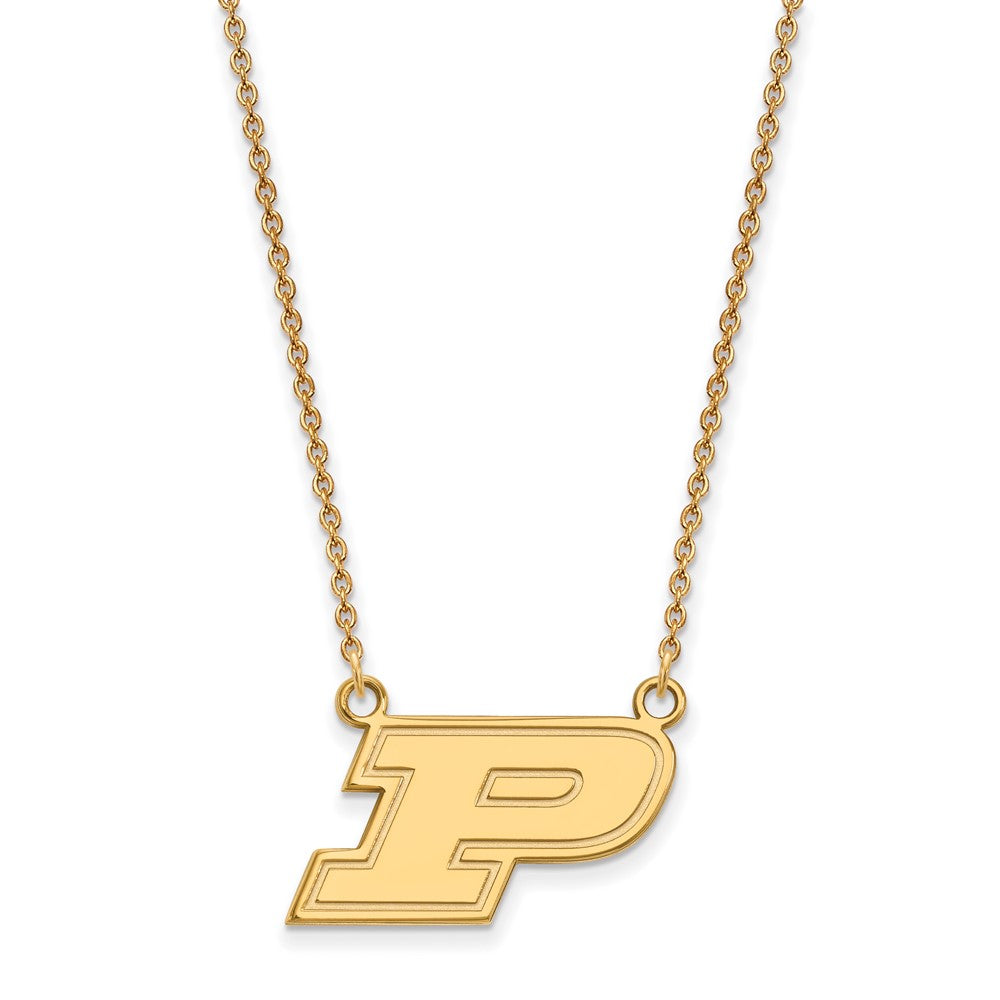 10k Gold LogoArt Purdue University Letter P Small Pendant 18 inch Necklace