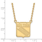 Sterling Silver Gold-plated NHL LogoArt New York Rangers Large Pendant 18 inch Necklace