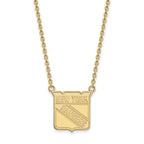 10k Gold NHL LogoArt New York Rangers Large Pendant 18 inch Necklace