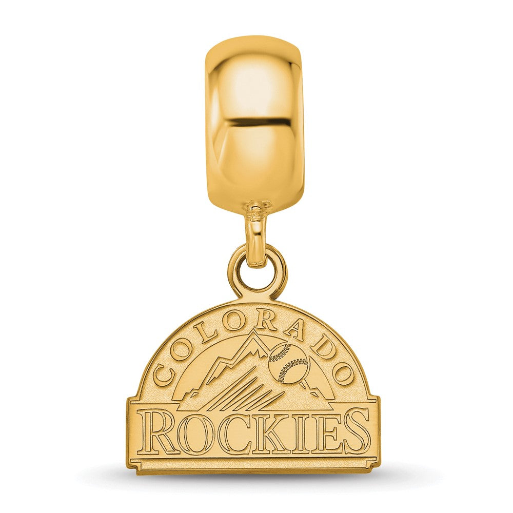 Sterling Silver Gold Plated Major League Baseball LogoArt Colorado Rockies Dangle Bead