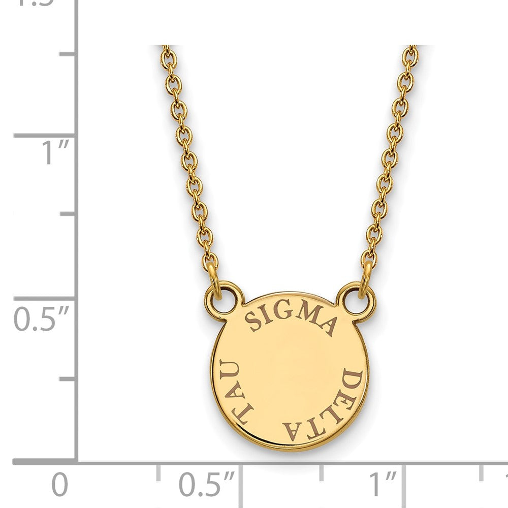 Sterling Silver Gold-plated LogoArt Sigma Delta Tau Sorority Text Small Color Enamel Pendant 18 inch Necklace