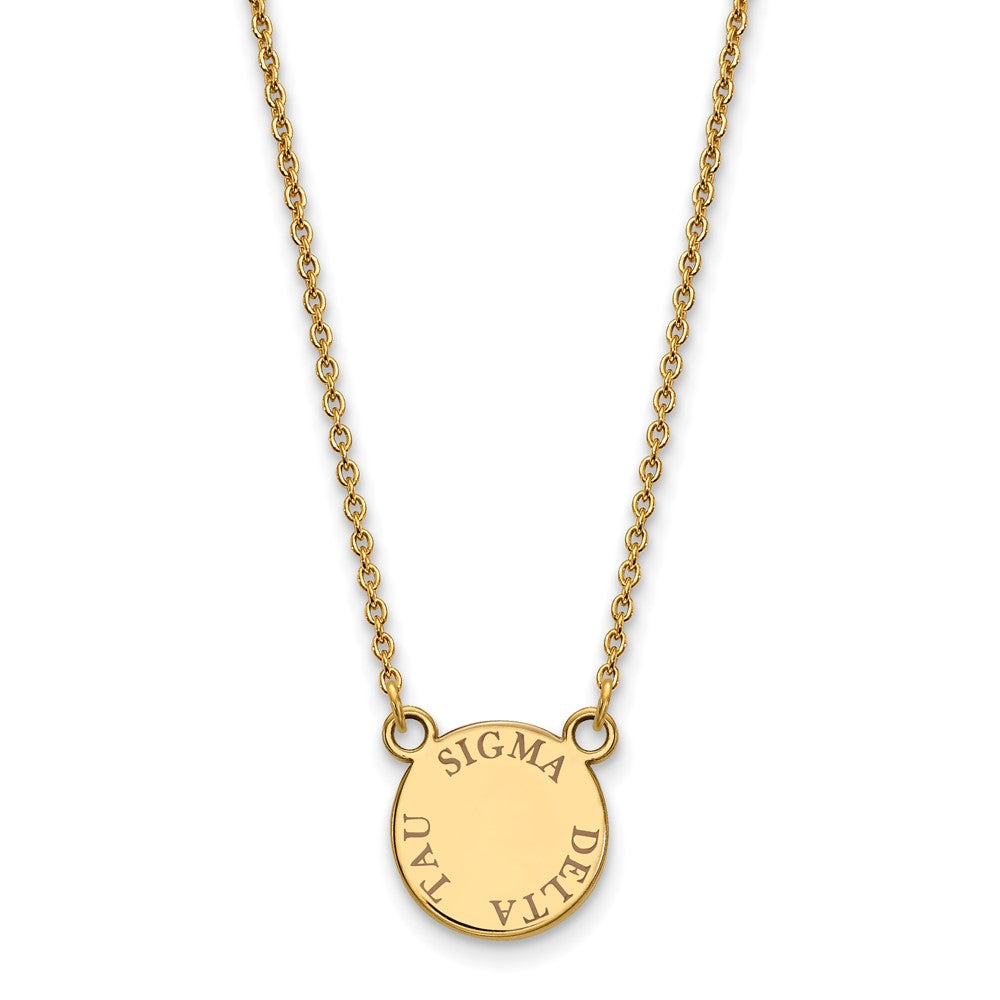 Sterling Silver Gold-plated LogoArt Sigma Delta Tau Sorority Text Small Color Enamel Pendant 18 inch Necklace