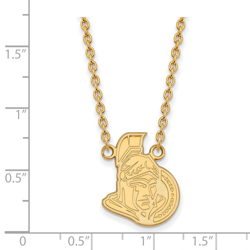 Sterling Silver Gold-plated NHL LogoArt Ottawa Senators Large Pendant 18 inch Necklace