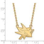 Sterling Silver Gold-plated NHL LogoArt San Jose Sharks Large Pendant 18 inch Necklace