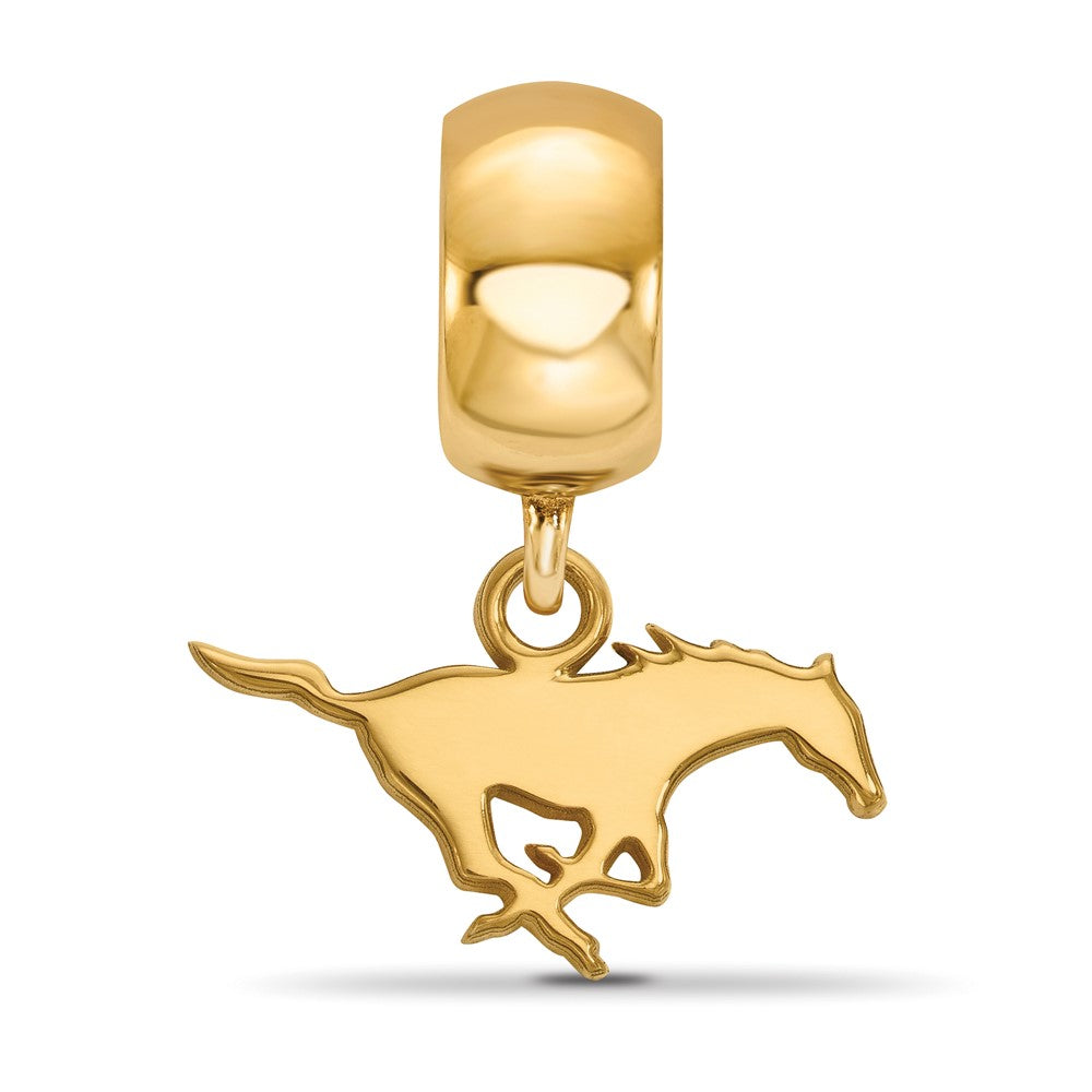 Sterling Silver Gold-plated LogoArt Southern Methodist University Mustang Extra Small Dangle Bead Charm
