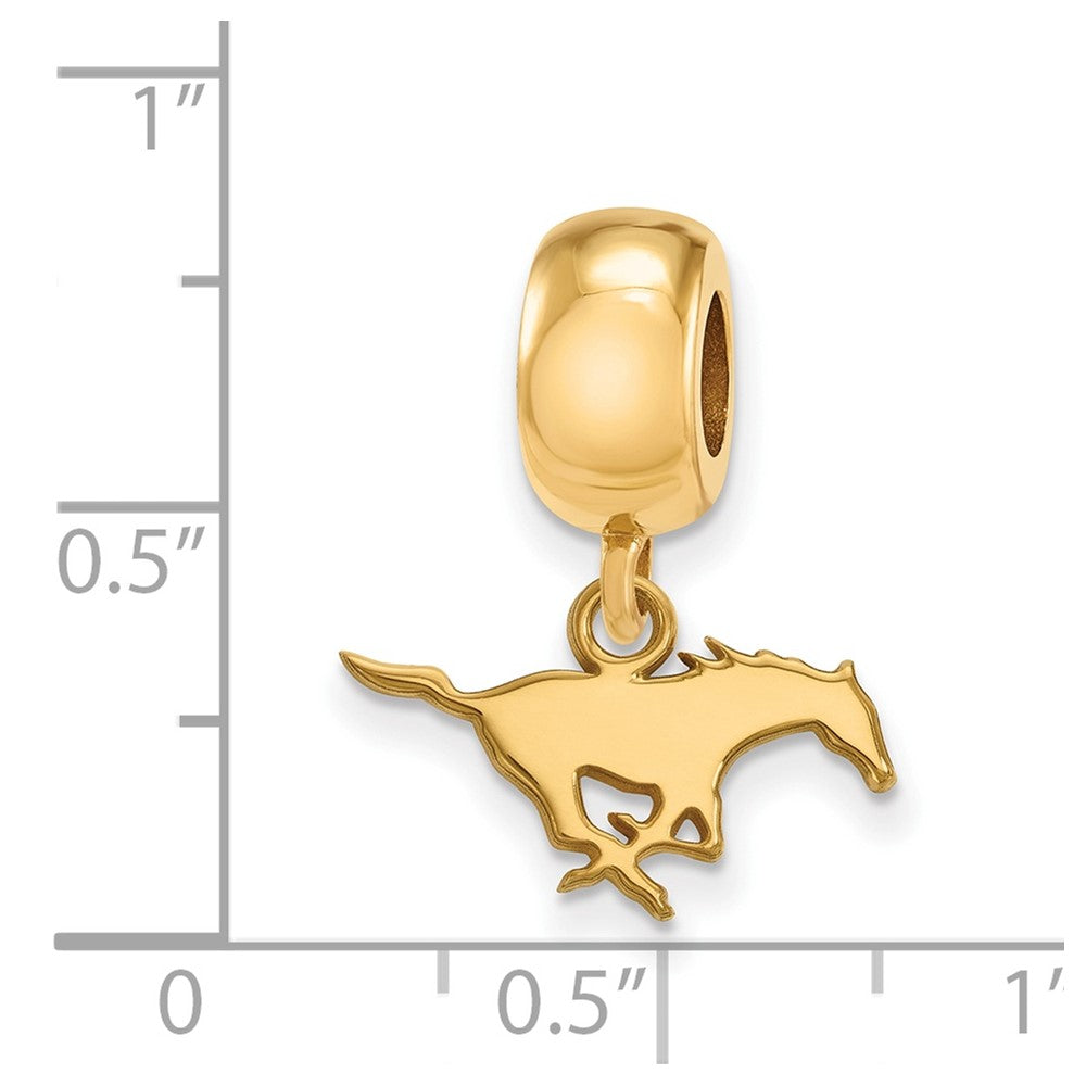 Sterling Silver Gold-plated LogoArt Southern Methodist University Mustang Extra Small Dangle Bead Charm
