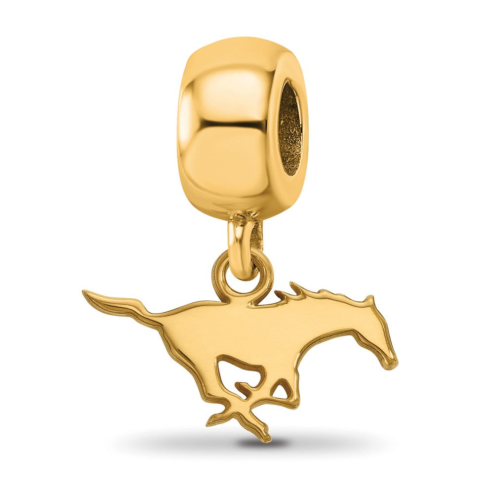 Sterling Silver Gold-plated LogoArt Southern Methodist University Mustang Extra Small Dangle Bead Charm