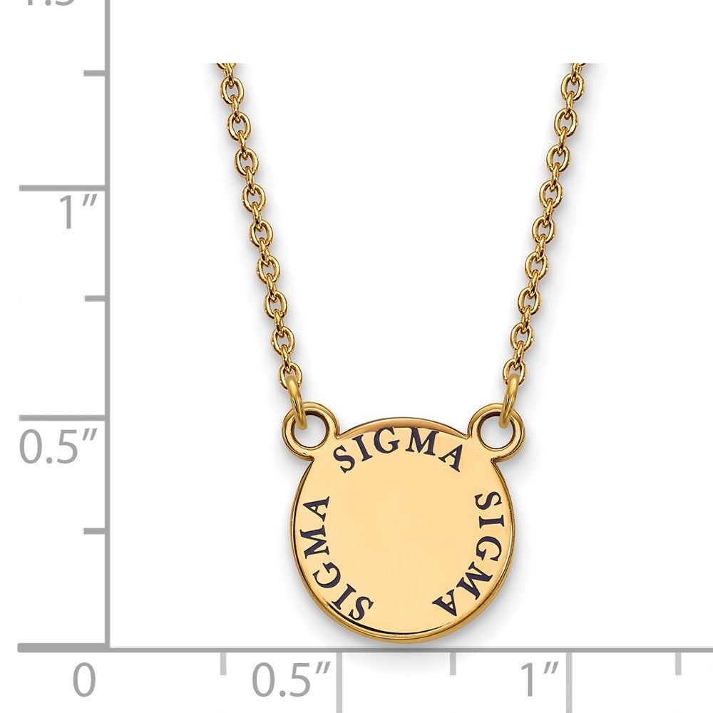 Sterling Silver Gold-plated LogoArt Sigma Sigma Sigma Sorority Text Small Color Enamel Pendant 18 inch Necklace