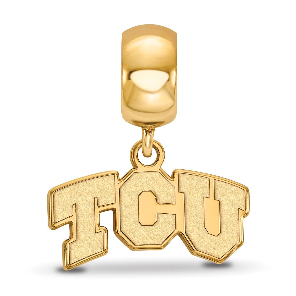Sterling Silver Gold-plated LogoArt Texas Christian University T-C-U Extra Small Dangle Bead Charm