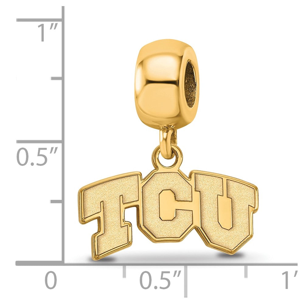 Sterling Silver Gold-plated LogoArt Texas Christian University T-C-U Extra Small Dangle Bead Charm