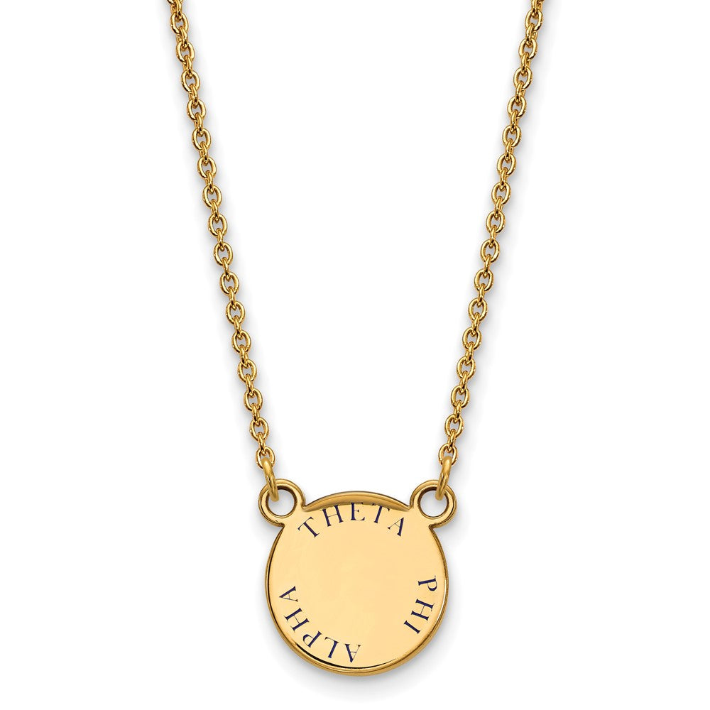 Sterling Silver Gold-plated LogoArt Theta Phi Alpha Sorority Text Small Color Enamel Pendant 18 inch Necklace