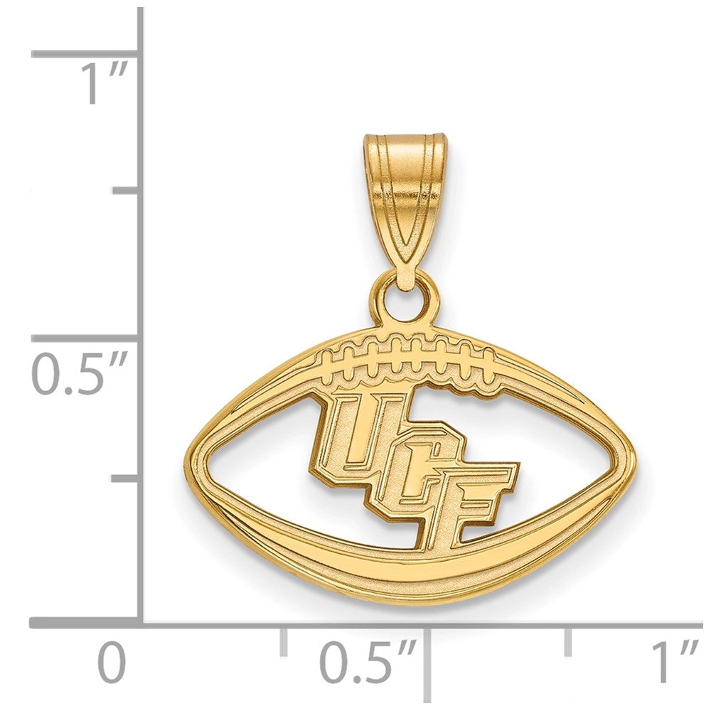 Sterling Silver Gold-plated LogoArt University of Central Florida U-C-F Football Pendant