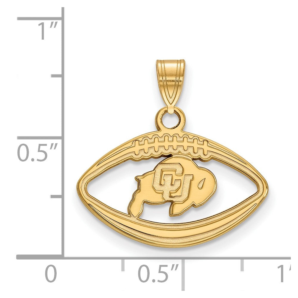 Sterling Silver Gold-plated LogoArt University of Colorado Buffalo Football Pendant