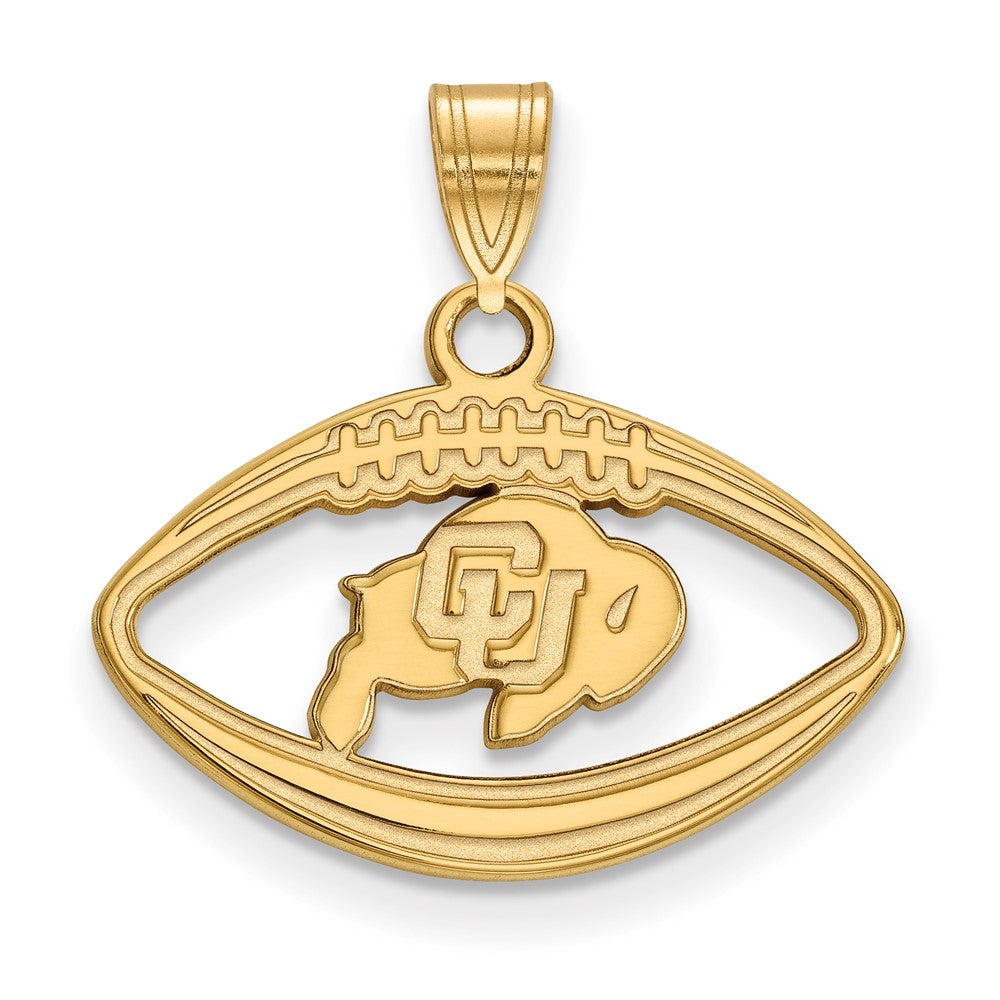 Sterling Silver Gold-plated LogoArt University of Colorado Buffalo Football Pendant