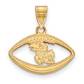 Sterling Silver Gold-plated LogoArt University of Kansas Jayhawk Football Pendant