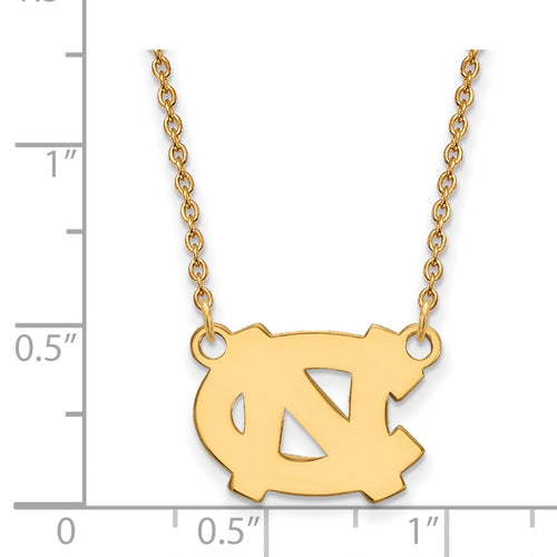 10k Gold LogoArt University of North Carolina N-C Small Pendant 18 inch Necklace